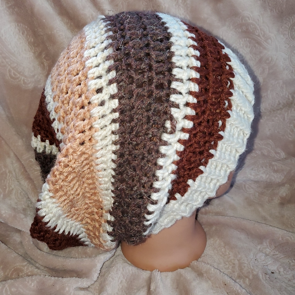 Crocheted adult slouchy beanie hat